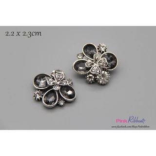 Charm bướm đính đá đen 2.2*2.3cm làm phụ kiện trang trí may mặc, thời trang