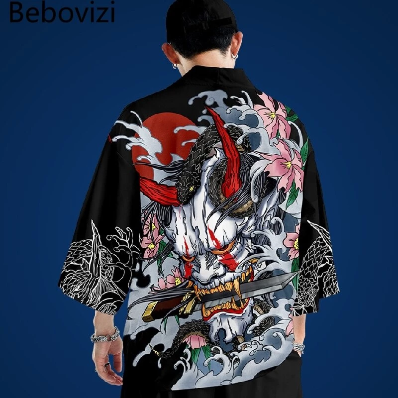 Áo Khoác Kimono Hóa Trang Samurai Haori Obi Truyền Thống Nhật Bản Cho Nam Nữ