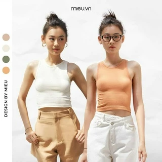 Áo thun nữ croptop thiết kế không đường may chất thun gân ôm form trẻ trung MIEU - KJ22