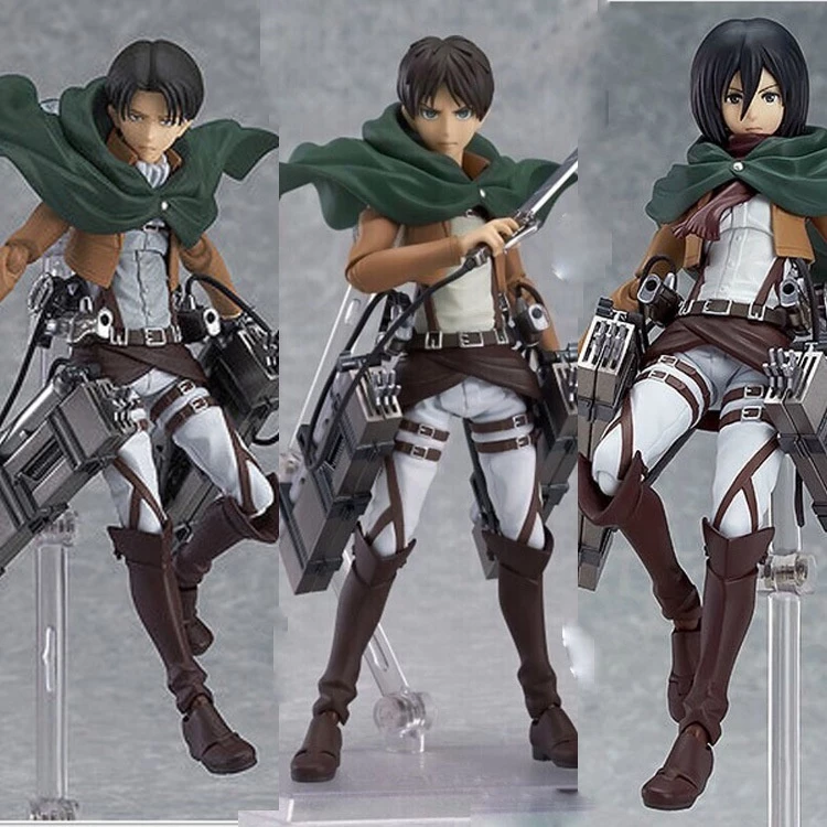 MH14 - Mô Hình Figma 207 Eren Yeager, Figma 203 MIKASA ACKERMAN, Figma 213 Levi Ackerman trong Attack On Titan Cao 15cm