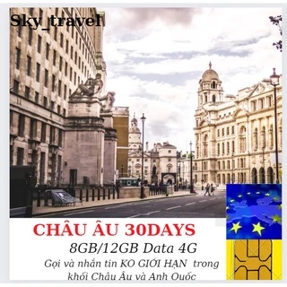 Sim du lịch Châu Âu Three UK 12GB, 16GB tại Anh 30 ngày