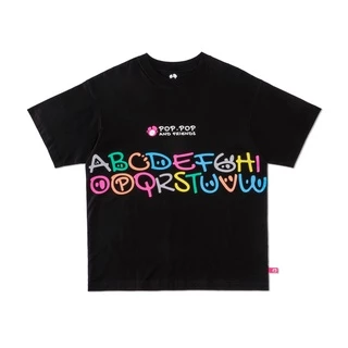 Áo Thun POPPOP RAINBOW ALPHABET TEE BLACK