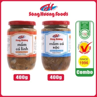 Combo Nấu Lẩu Mắm 1 Hũ Mắm Cá Linh 400g + 1 Hũ Mắm Cá Sặc 400g Sông Hương Foods - Chưng trứng , mắm chưng, bún