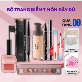 Bộ trang điểm đầy đủ 7 món LAMEILA trang điểm Kem Nền Phấn Phủ Phấn Mắt Mascara Kẻ Mày Kẻ Mắt Son