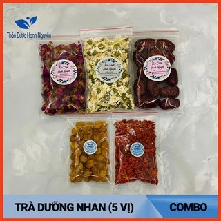 Set Trà Dưỡng Nhan 5 Vị (Gồm: 25g Hoa Cúc; 35g Nụ Hoa Hồng; 50g Long Nhãn; 50g Kỷ Tử; 100g Táo Đỏ)