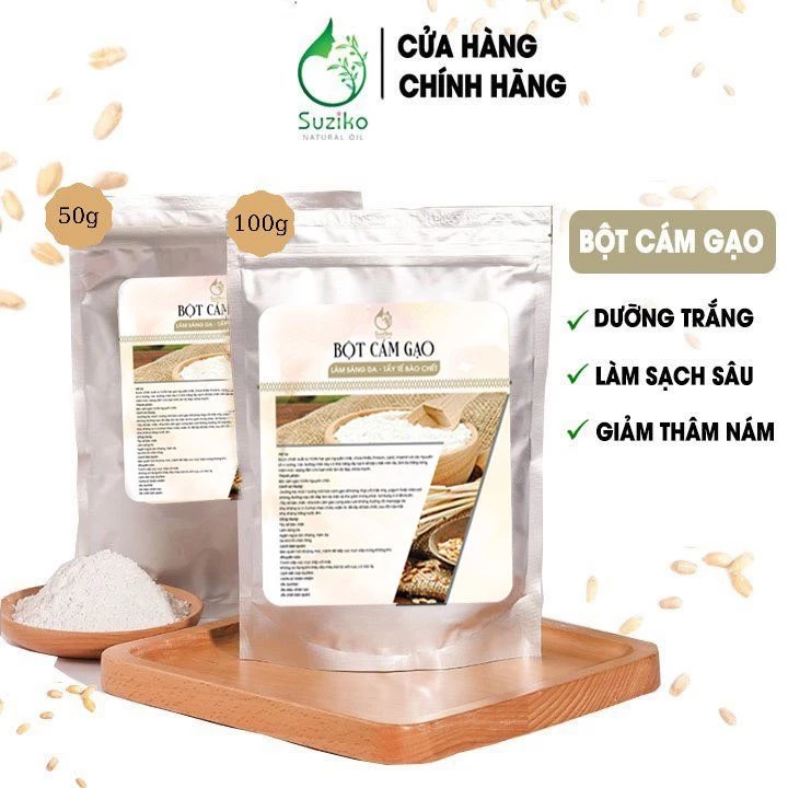 Bột Cám Gạo nguyên chất Suziko đắp mặt nạ hữu cơ 50G | 100% Organic