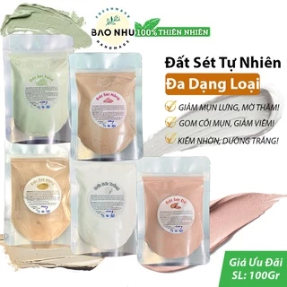 Đất Sét Tự Nhiên Xanh/Trắng/Đỏ/Hồng/Vàng/Xám - Se Mịn Da, Kiềm Nhờn, Giảm Mụn