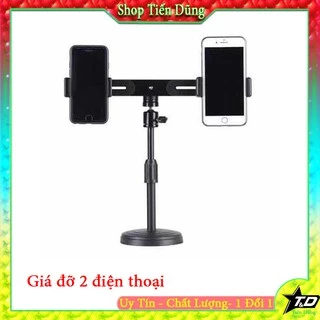 Giá đỡ điện thoại loại 2 điện thoại cao 25cm- kẹp điện thoại đôi để bạn tiện livestream