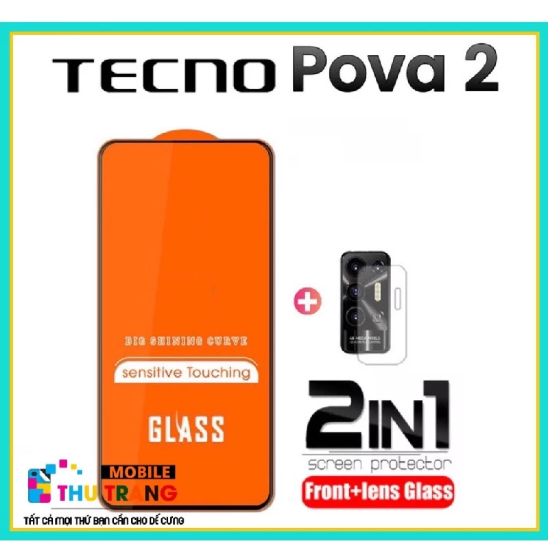 Kính Cường Lực Tecno Pova 2 Full Màn Hình full keo thế hệ mới , cường lực camera Nano dành cho Tecno Pova 2