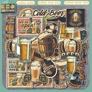 Nguyên bộ Sticker Retro Beer chống nước sticker dán laptop, điện thoại, đàn guitar, mũ bảo hiểm, vali. MSP: ST172