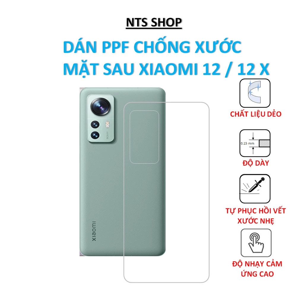 Dán PPF chống xước mặt sau Xiaomi 12/12x