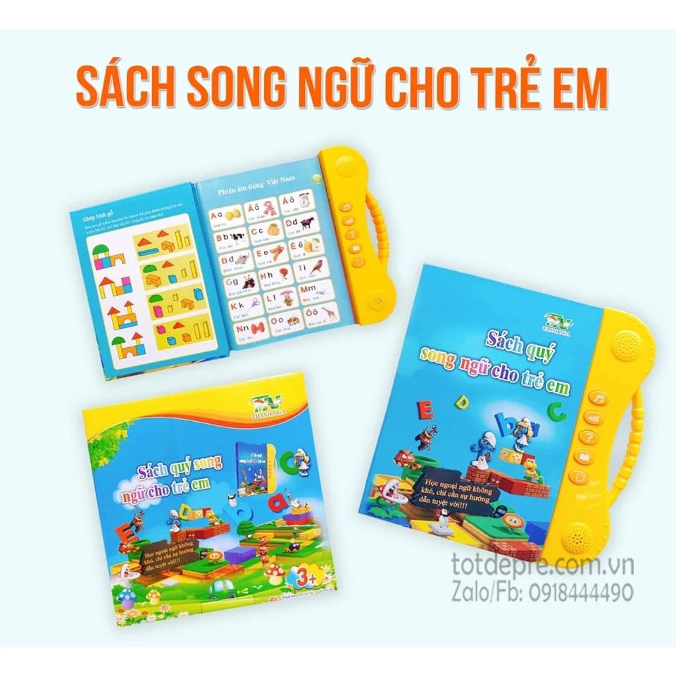 Sách nói song ngữ kèm hình ảnh và âm thanh cho trẻ từ 3 tuổi - Đồ chơi sách điện tử tiếng Anh tiếng Việt