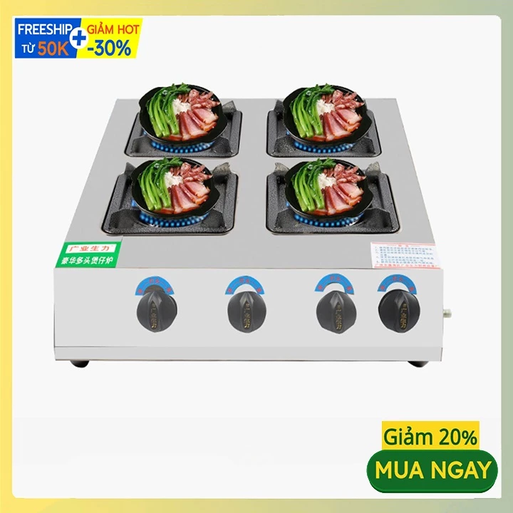 Bếp ga đẹp 4 họng đốt nhiệt độ cao, ngọn lửa tỏa đều