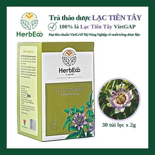 Trà Lạc Tiên Tây HERBECO. Trà thảo mộc cây Lạc Tiên Tây giúp ngủ ngon, ngủ sâu giấc [Túi lọc 30 góix2g]