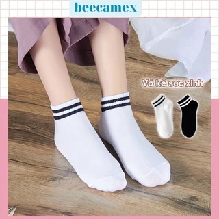 Tất cổ cao nam nữ thể thao phong cách Hàn Quốc, vớ nữ nam trắng đen chất liệu cotton mềm thoáng mát - Beecamex