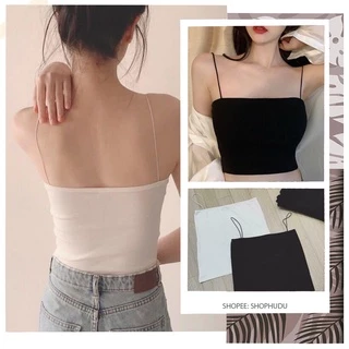 A014 Áo hai dây mảnh dáng ôm body sexy trẻ trung dễ thương Ulzzang, áo hai dây nữ dây bún đen trắng Hàn Quốc cute