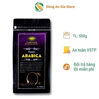 Cà phê hạt Arabica Cầu Đất Classic Coffee 500gr nguyên chất, vị chua thanh, hậu vị ngọt, hương thơm trái cây, cafein <1%