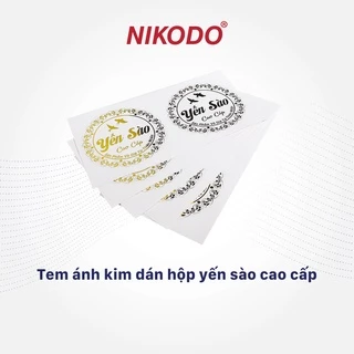 Tem dán hộp yến sào ánh kim cao cấp hình tròn giá rẻ combo 50 cái - Phụ kiện yến sào giá sỉ Nikodo