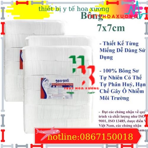 ✅ Bông Gòn Cắt Miếng Sẵn 1kg Vệ Sinh Cho Bé 7x7, 10 x10cm 💮 Chính Hãng Bông Bạch Tuyết 💮