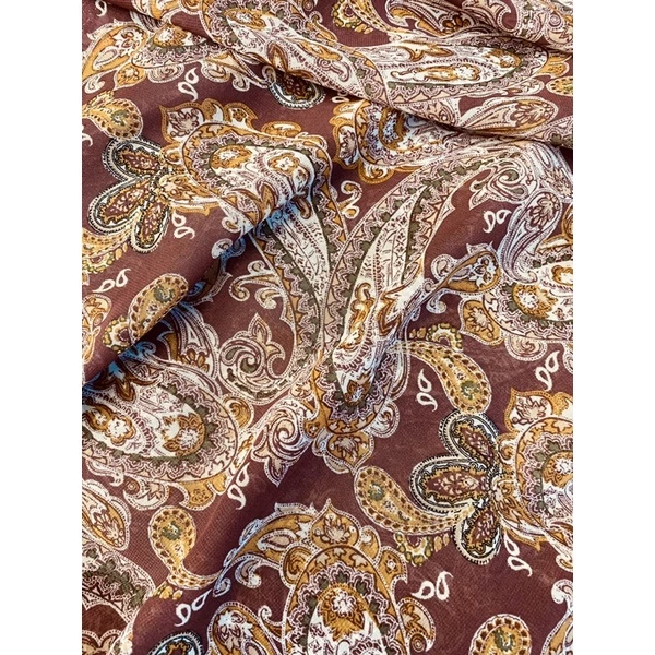 Vải voan chiffon họa tiết paisley con sò MS26109