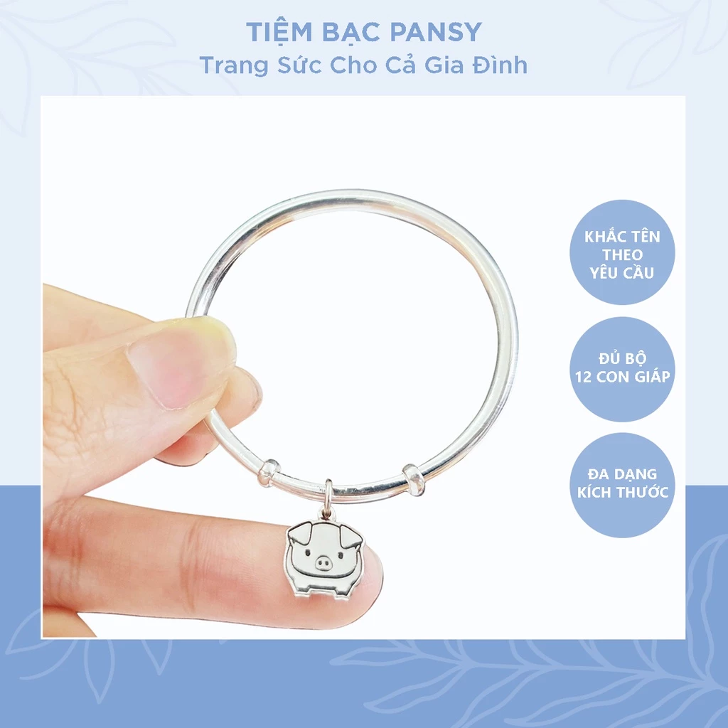Vòng bạc cho bé theo tên kèm con giáp - Lắc bạc khắc tên cho bé sơ sinh đến 3 tuổi