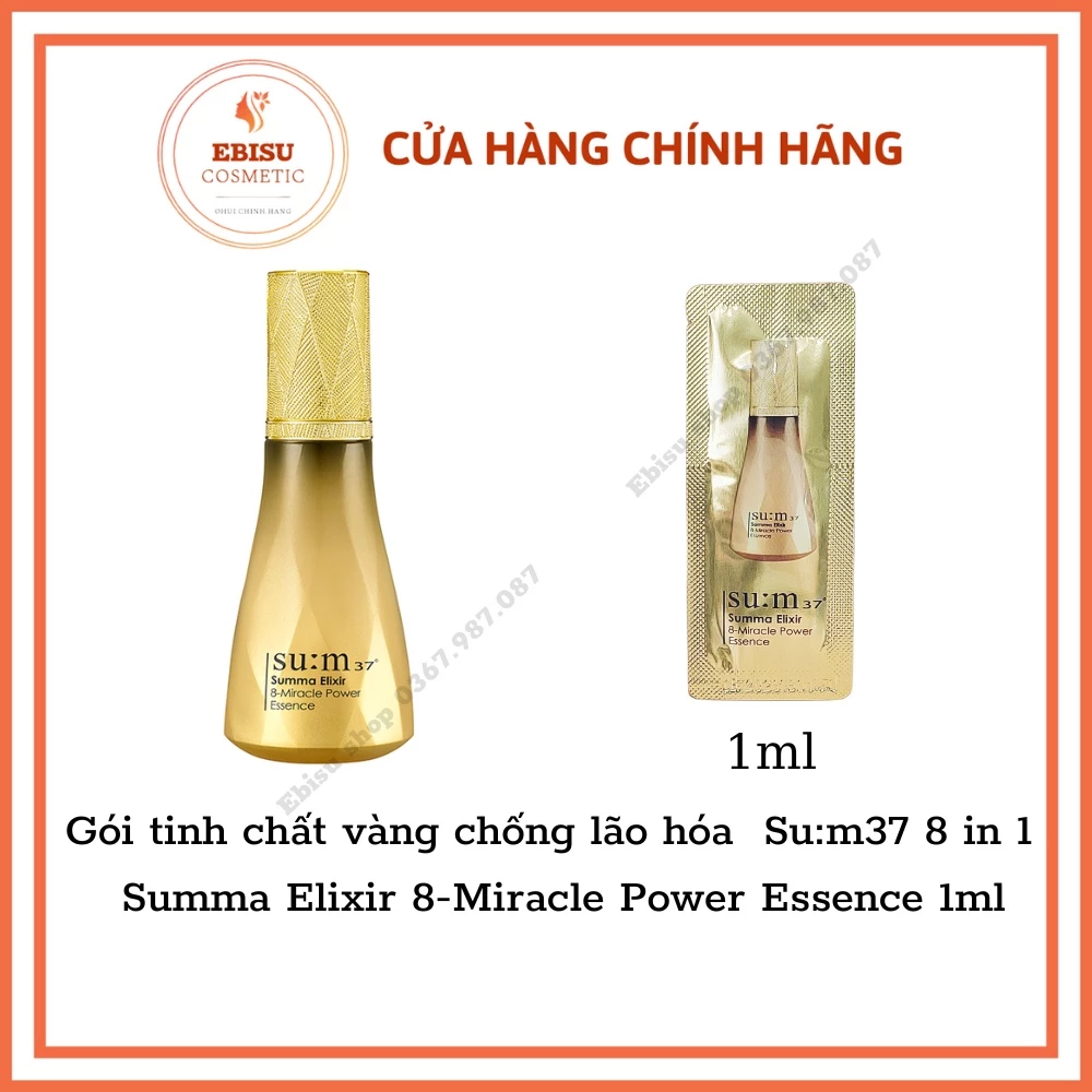 Gói tinh chất vàng chống lão hóa  Su:m37 8 in 1  Summa Elixir 8-Miracle Power Essence 1ml_𝐄𝐁𝐈𝐒𝐔 𝐂𝐎𝐒𝐌𝐄𝐓𝐈𝐂𝐒