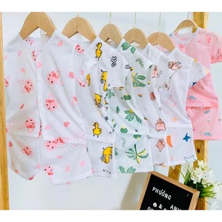 Combo 5 bộ cộc, ba lỗ cotton Thông hơi bé trái, bé gái loại 1 size 3-14 kg