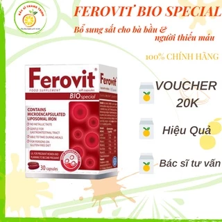 ✔️️️ [Mã BACSST1 - Giảm 20k ] FEROVIT BIO SPECIAL (Sideral Forte mẫu mới)- Viên uống bổ sung sắt sinh học Lipofer cho b