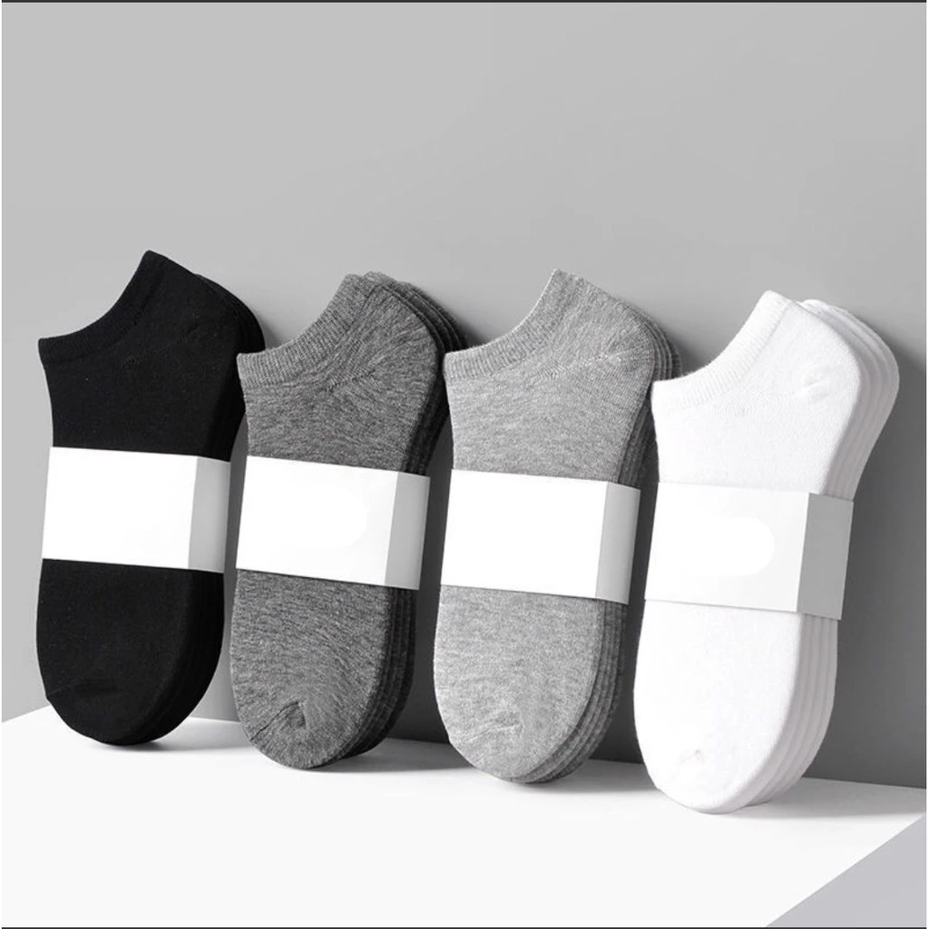 Tất lười nam basic đen trắng Jengiang - Vớ cổ nam nữ mỏng nhẹ cotton thoáng mát