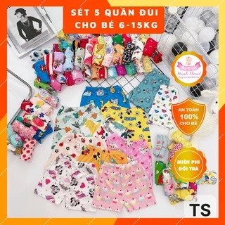 Set 5 quần đùi chục cho bé hoạ tiết dễ thương, chất vải mềm mịn 6-15kg