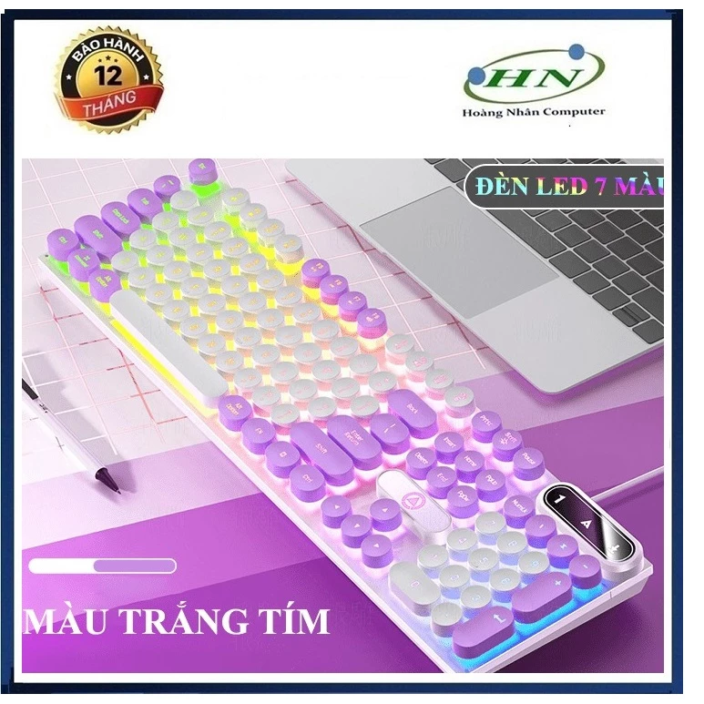 Bàn phím YINDIAO K600 giả cơ nút tròn nhiều màu sắc và có đèn led xuyên phím chuyên game