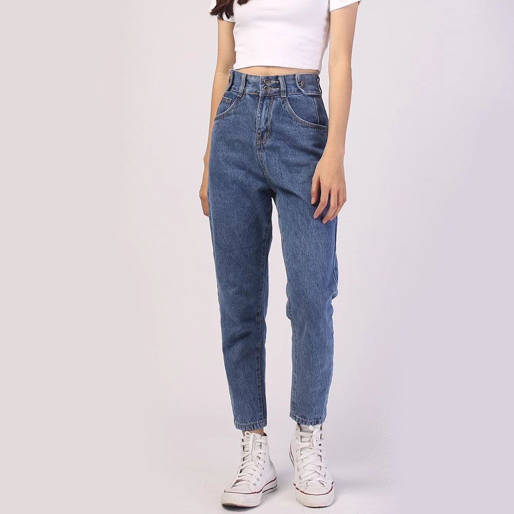 Quần baggy jeans nữ SAIGONJEAN form rộng,2 bách vuông,lưng thun QD016 – quần bò nữ ulzzang