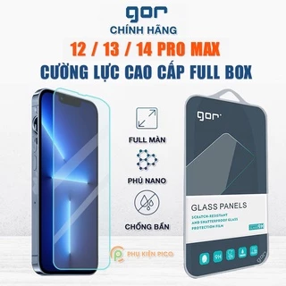 Kính cường lực Iphone 13 Pro / Iphone 14 Pro Max / 15 Pro Max chính hãng GOR trong suốt full màn hình cho Iphone 13 Pro