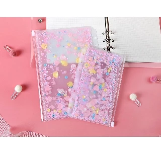 (Video) Túi zip Lấp lánh 6 lỗ sổ còng Planner A5/A6