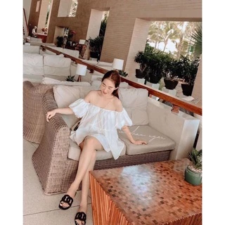 Áo Váy Trễ Vai Tay Bồng ,ĐẦM XÒE NỮ. CHẤT KATE THÁI MỊN mềm trắng thời trang Hàn Quốc. METSHOP