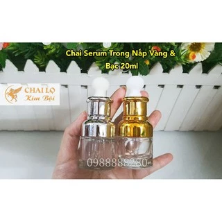 CHAI SERUM CHIẾT MỸ PHẨM - Chai Chiết Serum Trong Nắp Vàng & Bạc 20ml