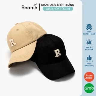 Mũ Lưỡi Trai BEANIE Thiêu Chữ R Nam Nữ Cao Cấp, Nón Kết Lưỡi Trai Trắng Đen Be Đẹp Form Mềm Vải Kaki Chính Hãng LT22