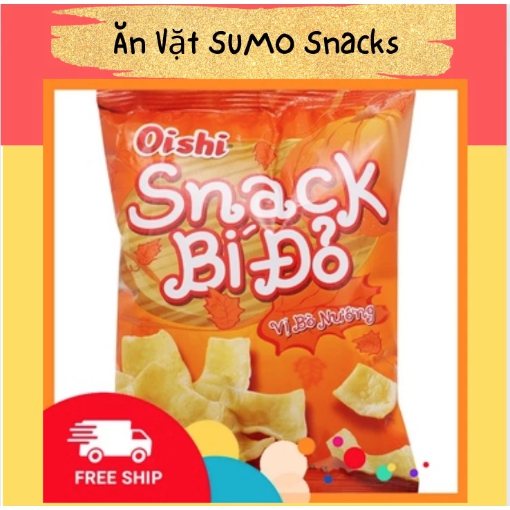 Bim Bim Snack Bí Đỏ Vị Bò Nướng Oishi gói 8g-Ăn Vặt Sumo Snack