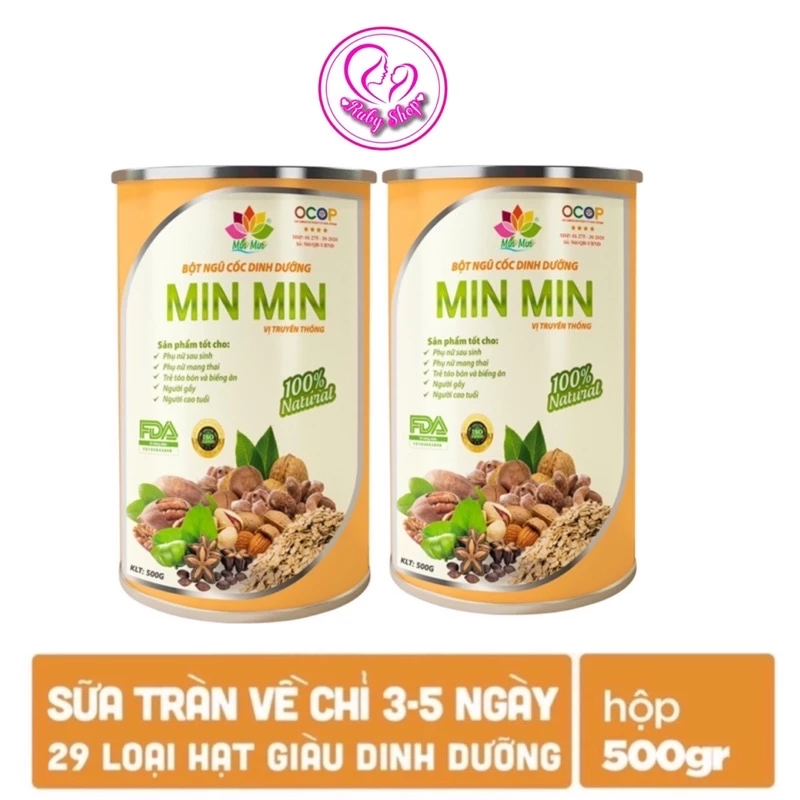 Combo 2 hộp ngũ cốc Min Min vàng hộp 500g tốt cho mẹ bầu và lợi sữa cho mẹ sau sinh