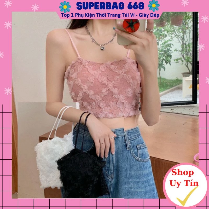 Áo Bra Nữ Ren Hoa Hồng Thêu Nổi 2 Dây Có Thun Bo Lưng Chun Giãn Hot Trend Chất Cực Đẹp Sang Chảnh Superbag 316