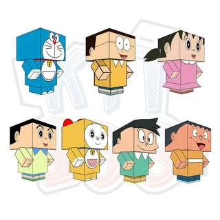 Mô hình giấy Anime Chibi Doraemon và những người bạn