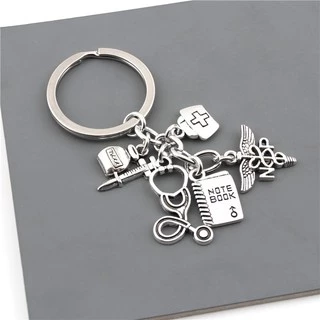 Ống tiêm y tế Ống nghe KeyChain Mũ y tá NoteBook Móc khóa Bác sĩ Tốt nghiệp Đảng Quà tặng