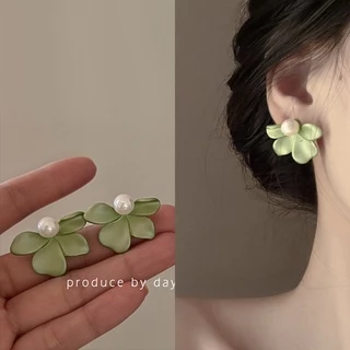 Bông Tai Đính Đá Opal Hình Vỏ Sò Dễ Thương Dành Cho Nữ