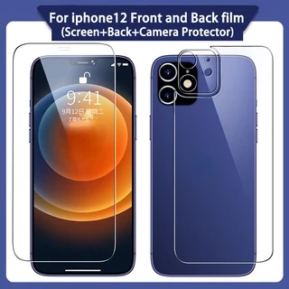 Ốp Điện Thoại Kính Cường Lực 3 Trong 1 Cho iPhone 11 12 13 14 Pro Max mini XR X XS Max 7 8 Plus SE