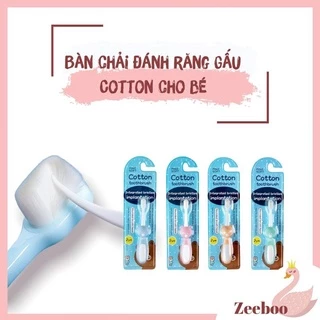 bàn chải cotton gấu lông tơ siêu mềm cho bé