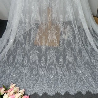 3 mét rộng 150 cm pháp chantilly lace floral trim với sò lông mi cạnh trên cả hai mặt váy viền may