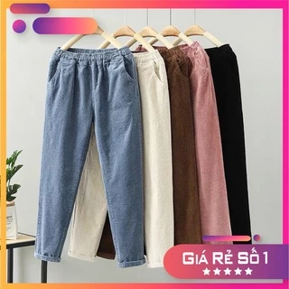 Quần Nhung Tăm Nữ Cạp Thun Kiểu dáng Baggy Hàn Quốc - Gia Hân Fashion