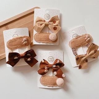 Set nơ buộc tóc và kẹp tóc bé gái cute xinh xắn, hàng đẹp xịn xò