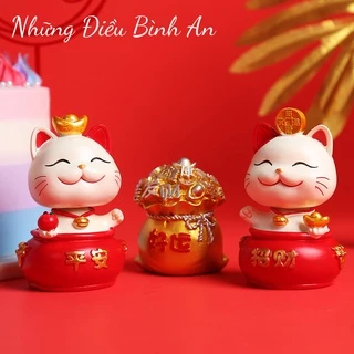 Chú mèo Cát Tường cổ lắc trang trí ô tô, bàn làm việc mang lại may mắn, bình an 💕FREESHIP 50k💕 - Những Điều Bình An