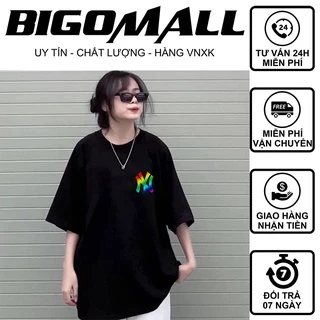 Áo phông nam nữ phản quang logo NY 7 màu BIGOMALL - Áo thun unisex ngắn tay Freesize 55kg